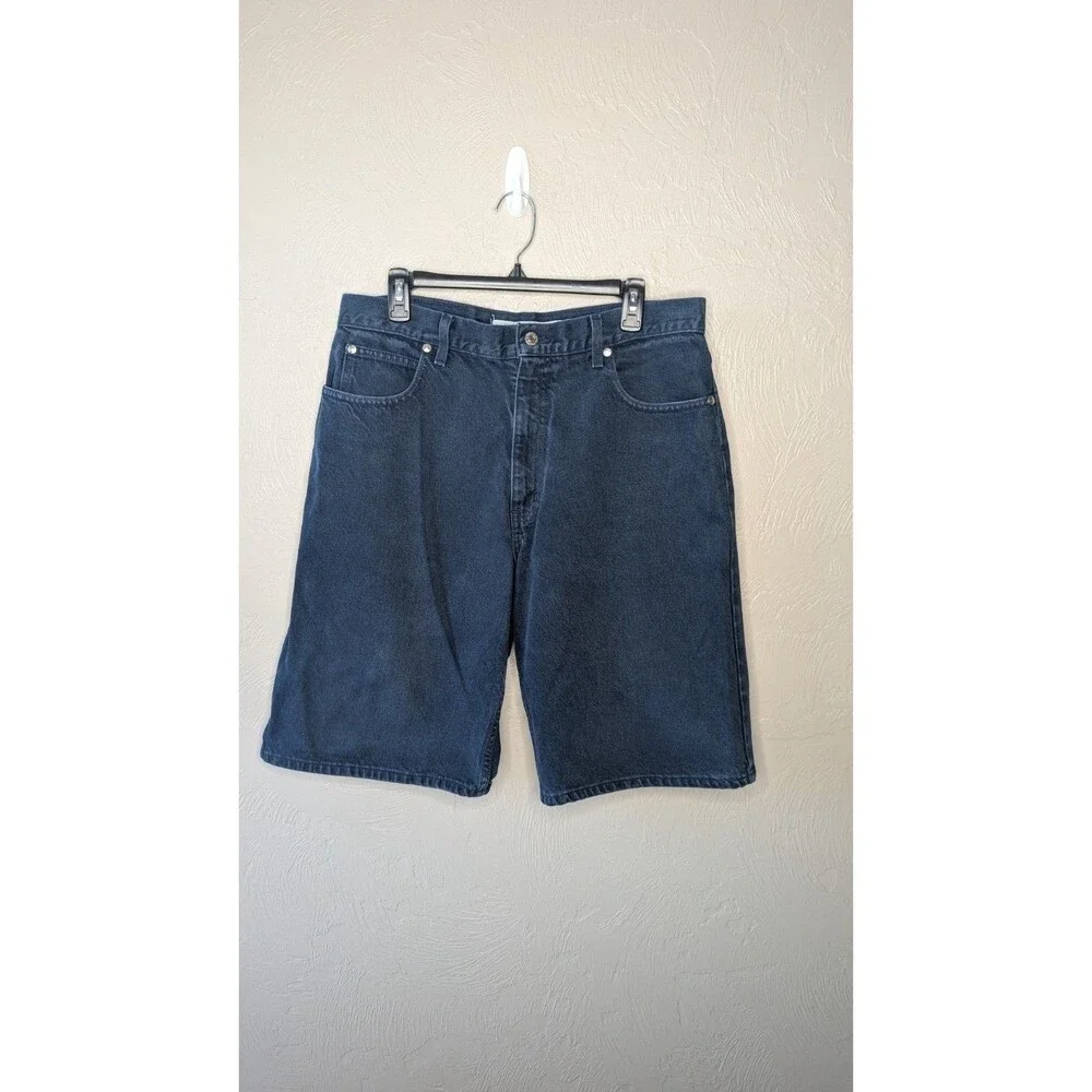 Vintage Anchor Blue Mens 36 Dark Blue Loose Baggy Denim Shorts Y2K Jorts Skater